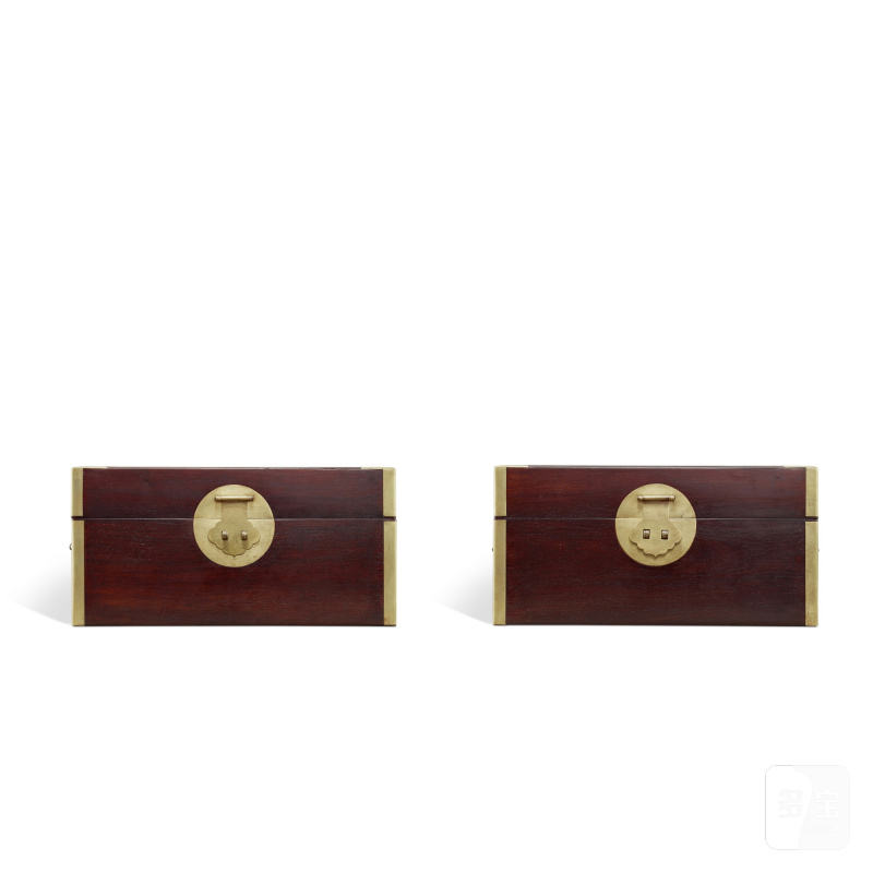 A pair of zitan boxes and covers, Qing dynasty, 18th century | 清十八世紀 紫檀小箱一對 - 图4